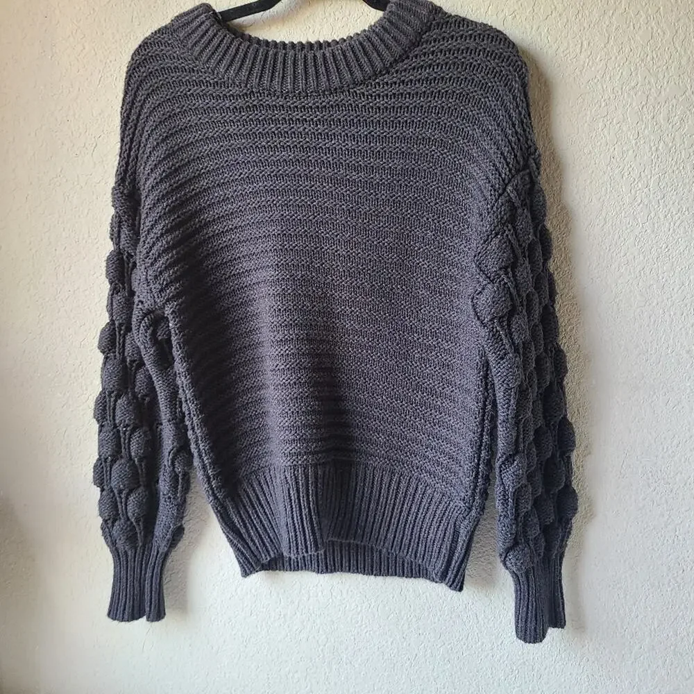 Elodie Bubble Sleeve Pullover Gray Sweater Women's Size XS